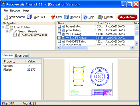 Recover deleted AutoCAD .DWG files